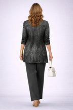 Vera | Completo tre pezzi nero e argento con stampa paisley