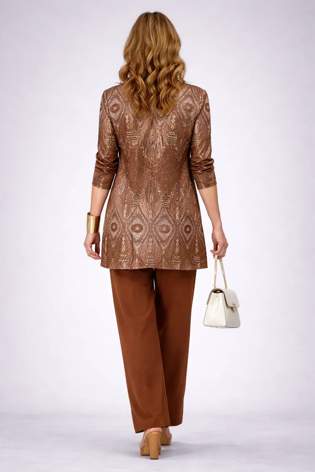 Lillian | Completo tre pezzi ruggine con stampa paisley