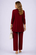Holly | Completo tre pezzi bordeaux floreale