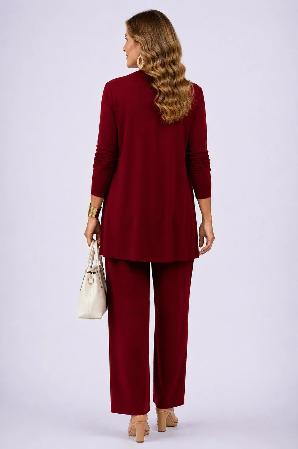 Holly | Completo tre pezzi bordeaux floreale