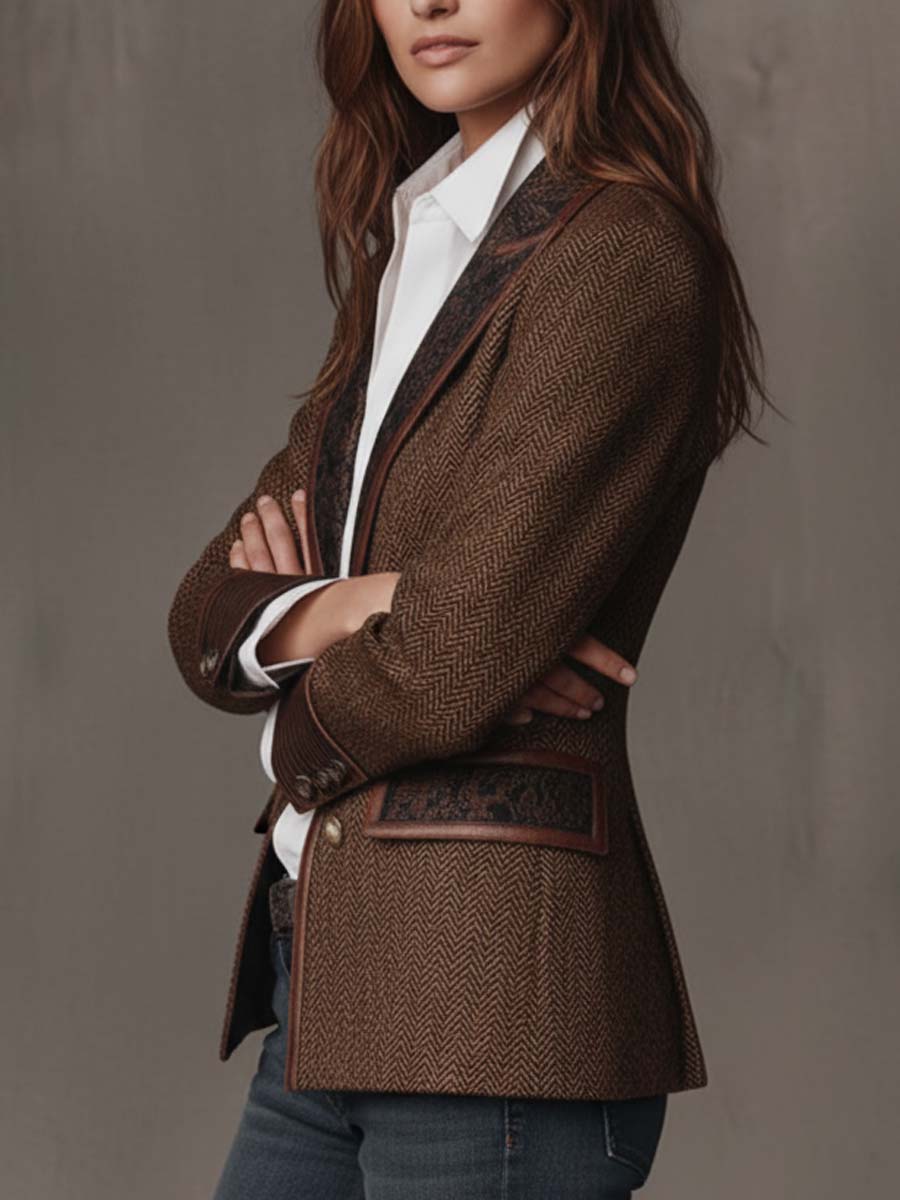 Gisella | Blazer con Inserti a Zigzag Stampati
