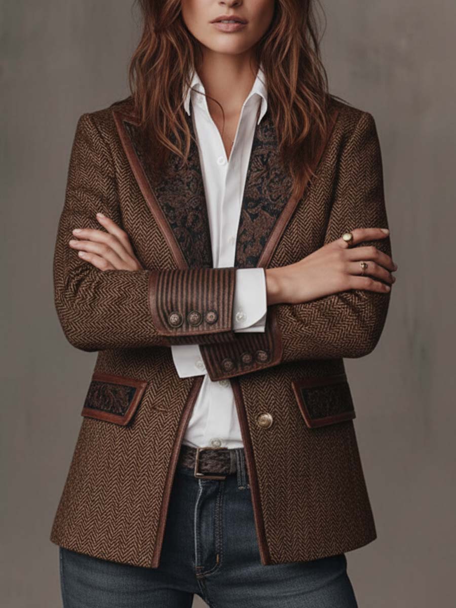 Gisella | Blazer con Inserti a Zigzag Stampati