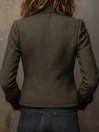 Onorina | Blazer Vintage Chevron con Bordature a Contrasto