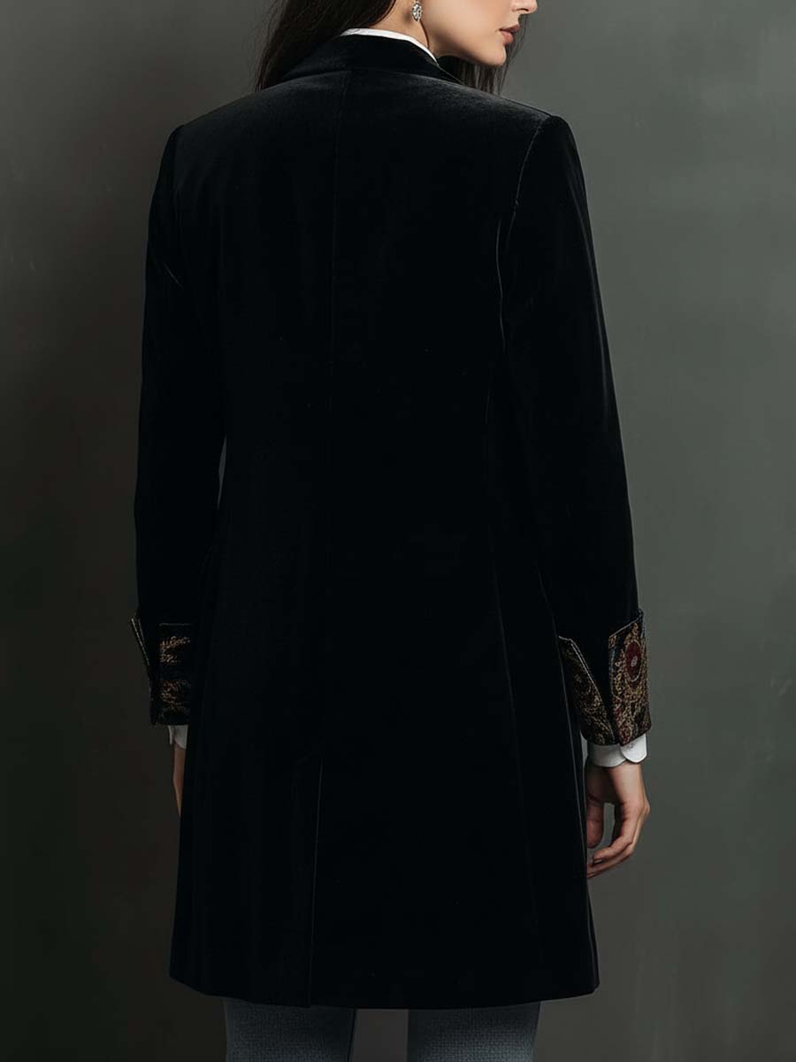 Leontina | Blazer Aderente Stampato Barocco Nero