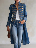 Vittoria | Cappotto lungo in denim con bottoni dorati
