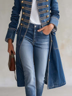 Vittoria | Cappotto lungo in denim con bottoni dorati