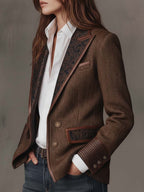 Gisella | Blazer con Inserti a Zigzag Stampati