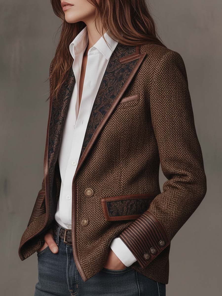 Gisella | Blazer con Inserti a Zigzag Stampati