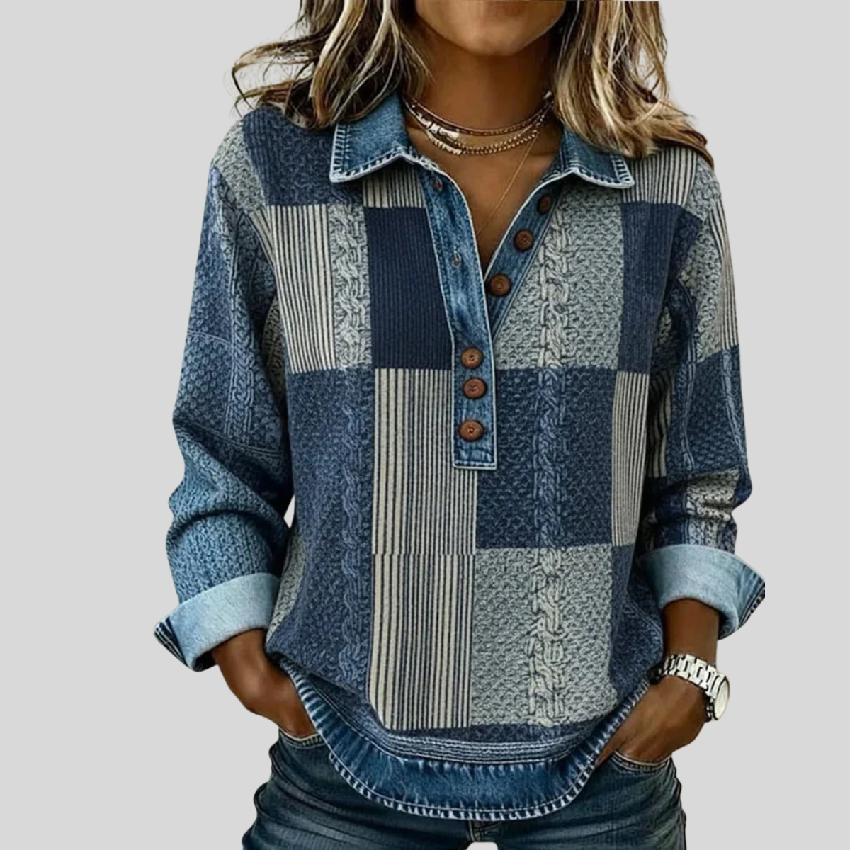Nives | Felpa patchwork multicolore