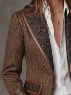 Gisella | Blazer con Inserti a Zigzag Stampati