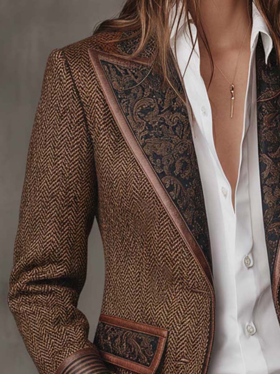 Gisella | Blazer con Inserti a Zigzag Stampati