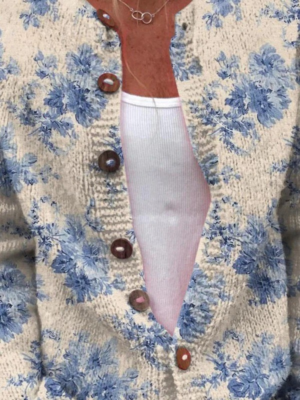 Valentina — Cardigan floreale artistico