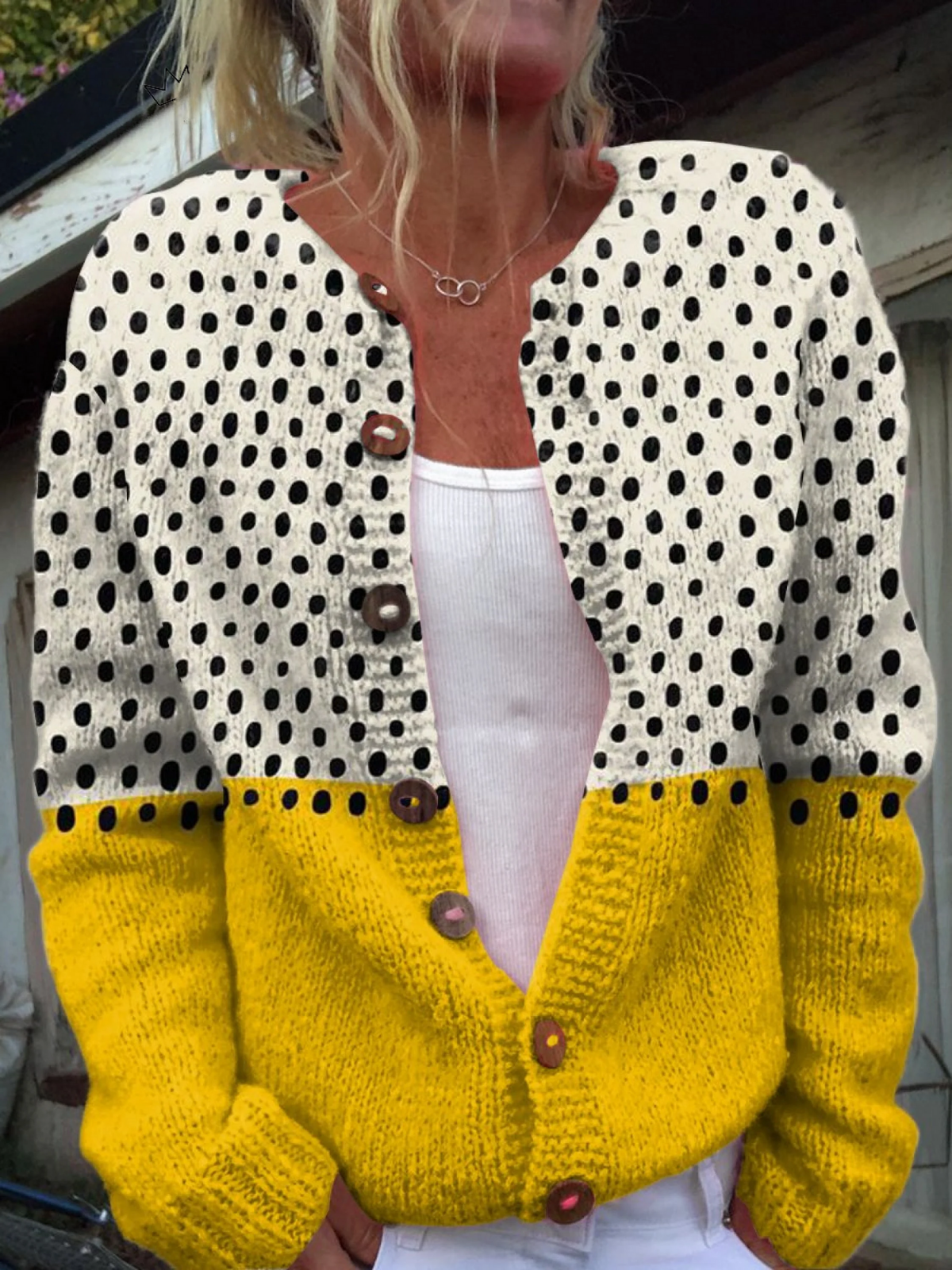 Viola — Cardigan giallo a pois