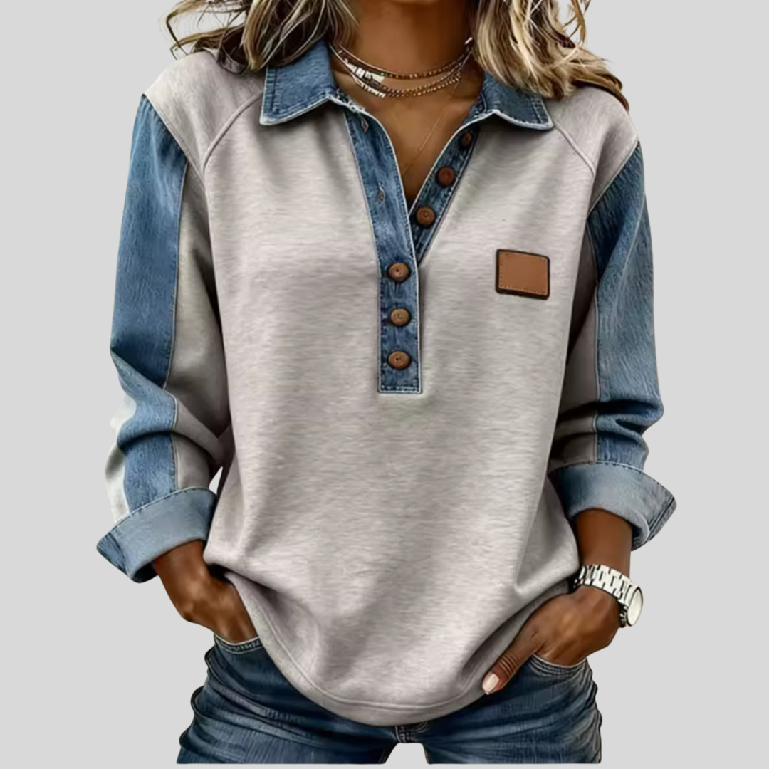 Antea | Maglia con colletto effetto denim