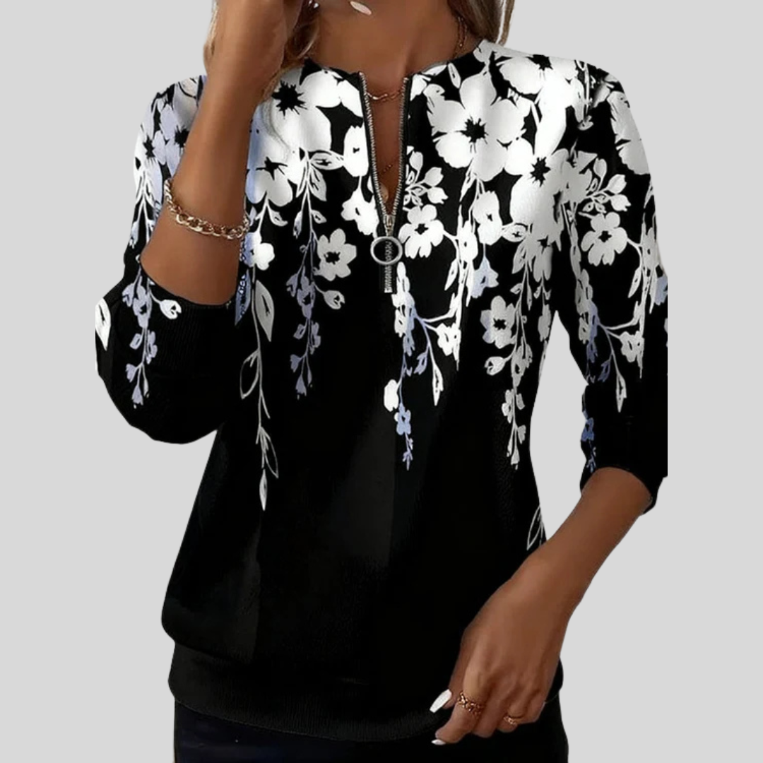 Rosalba | Felpa floreale con zip