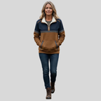 Lavinia | Felpa con mezza zip e collo effetto sherpa