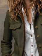 Onorina | Blazer Vintage Chevron con Bordature a Contrasto