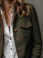 Onorina | Blazer Vintage Chevron con Bordature a Contrasto