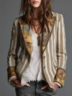 Susanna | Blazer Bohemien Striato con Collo Stampato