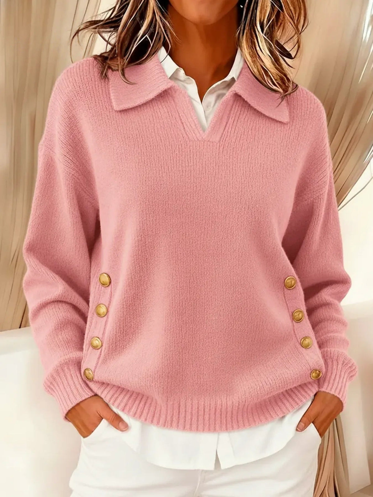 Evelina | Maglione Scollo a V con Colletto