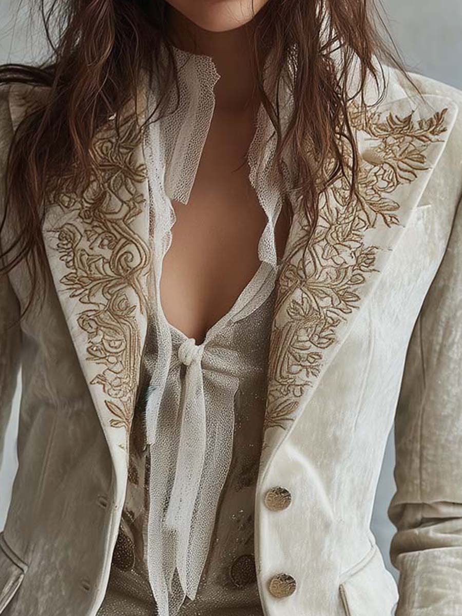 Costanza | Blazer Avorio Ricamato Tailleur
