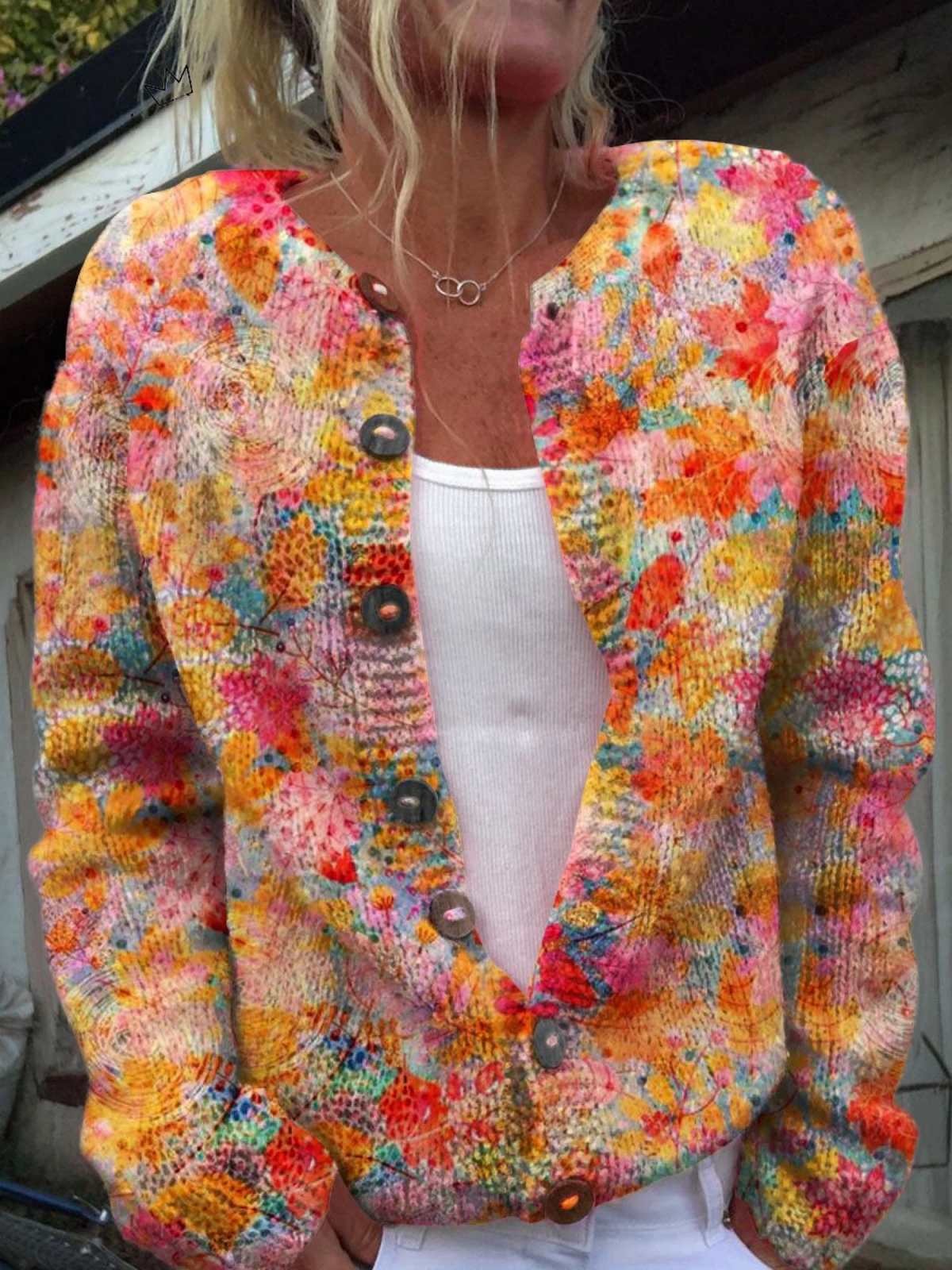 Serena — Cardigan floreale casual