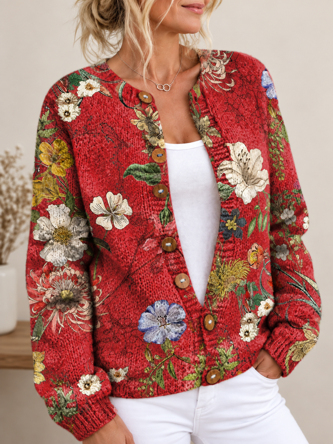 Paola — Cardigan floreale rétro