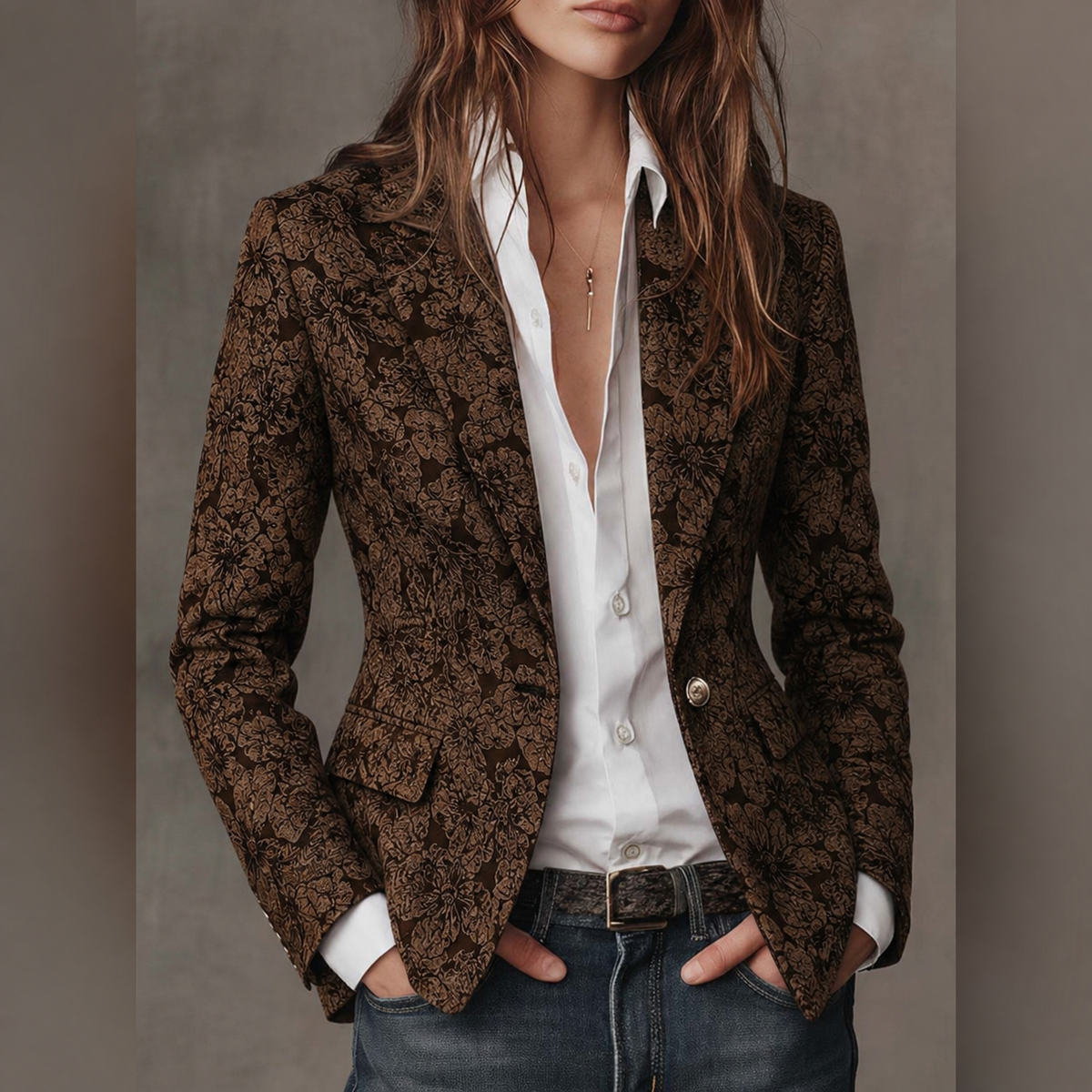 Stella | Blazer Jacquard Cachemire Aderente