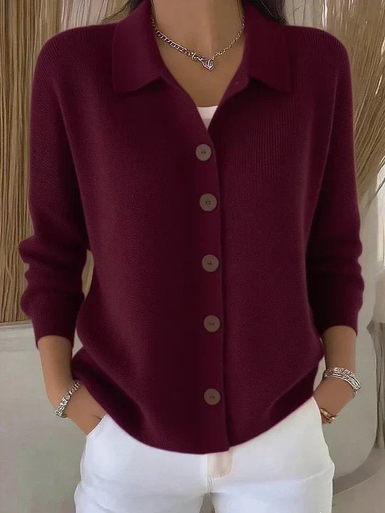 Viola | Cardigan con Colletto e Bottoni