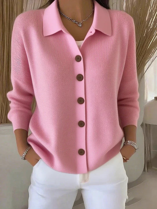 Viola | Cardigan con Colletto e Bottoni