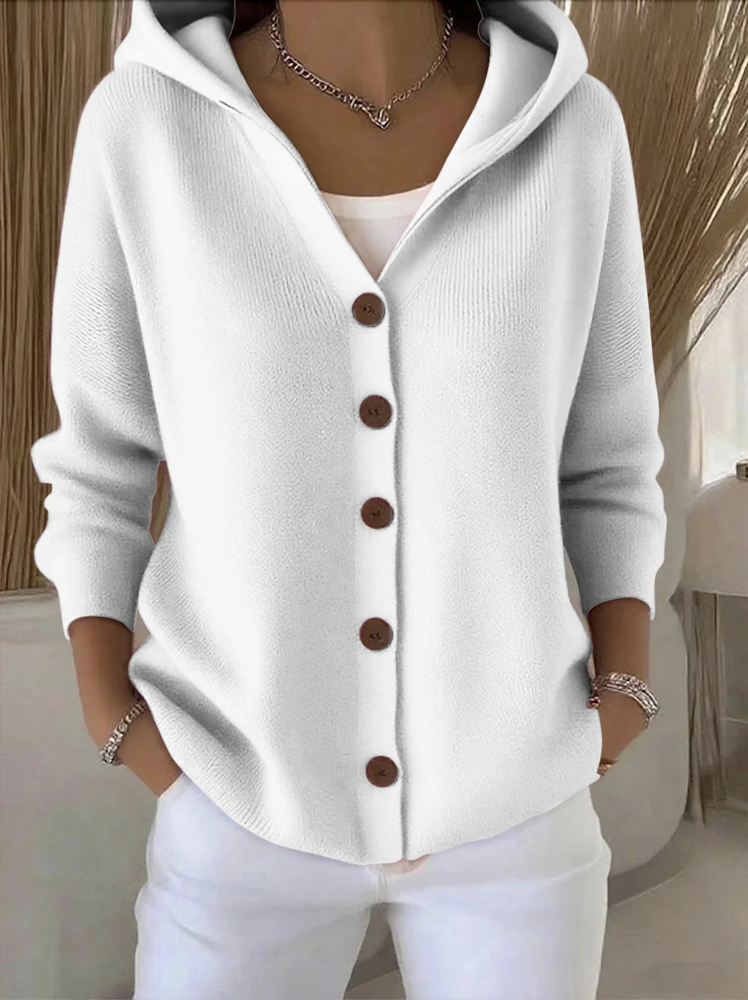 Ginevra | Cardigan in Maglia con Cappuccio e Bottoni