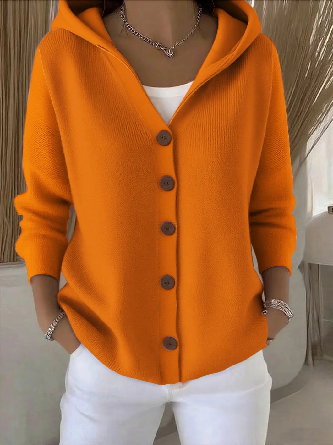 Ginevra | Cardigan in Maglia con Cappuccio e Bottoni