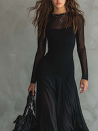 Nerina | Abito lungo ampio in tulle nero