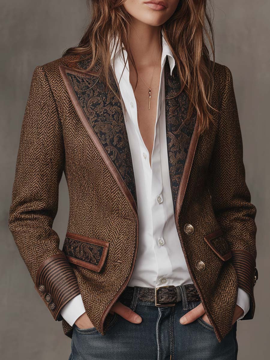 Gisella | Blazer con Inserti a Zigzag Stampati