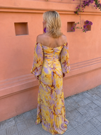 Greta | Abito lungo floreale con scollatura profonda
