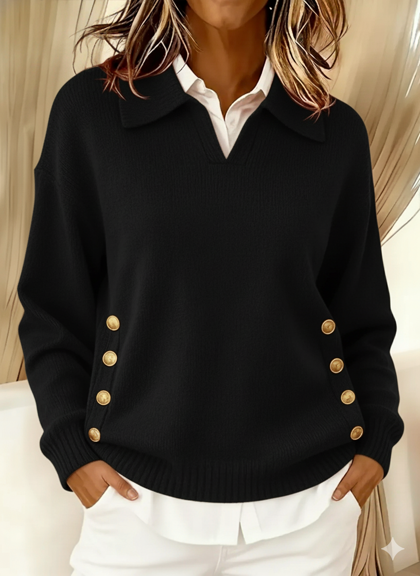 Evelina | Maglione Scollo a V con Colletto