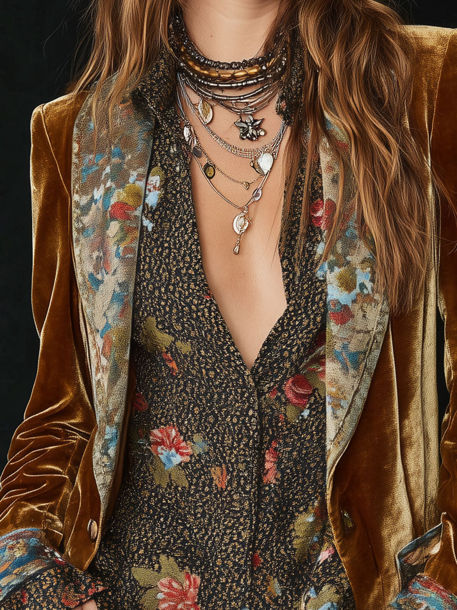Ottavia | Blazer Patchwork Stampato Floreale Vintage