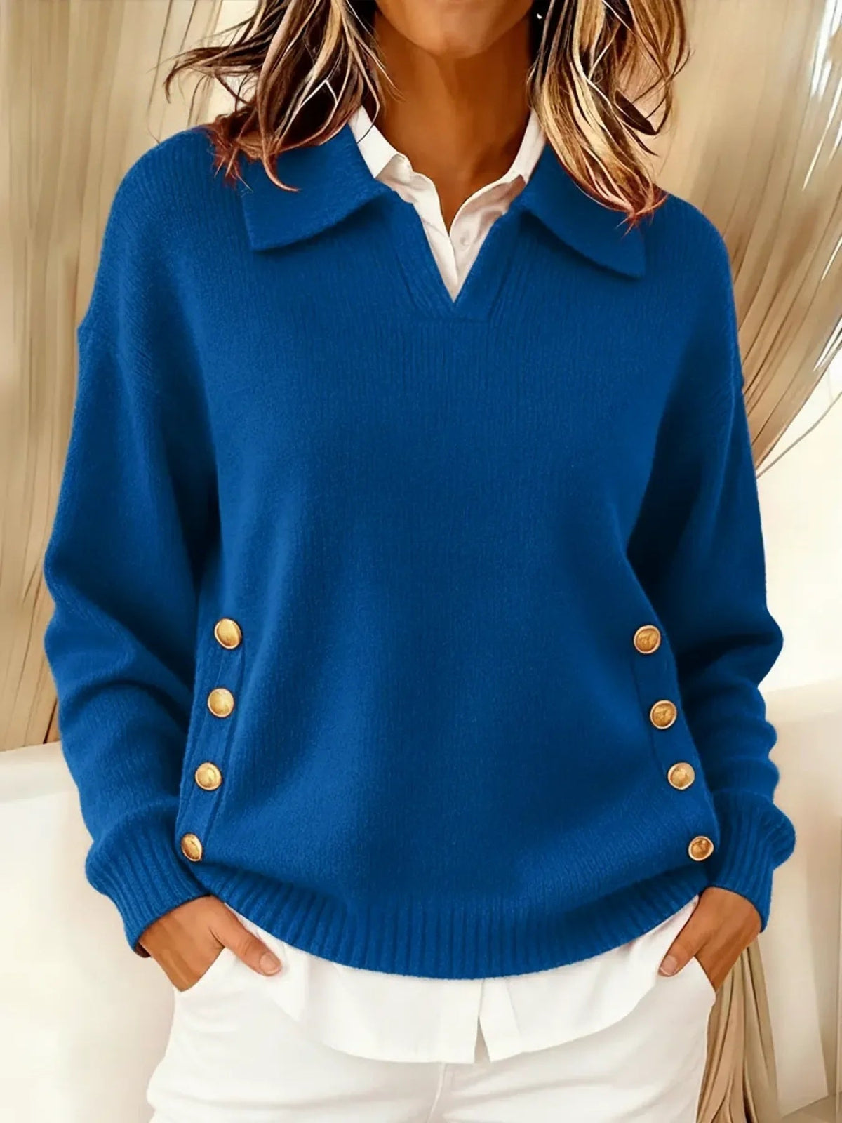 Evelina | Maglione Scollo a V con Colletto