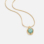 Collana con pendente in acquamarina dorata
