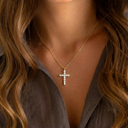 Gloria™ - Elegante Collana con Pendente a Croce in Cristallo