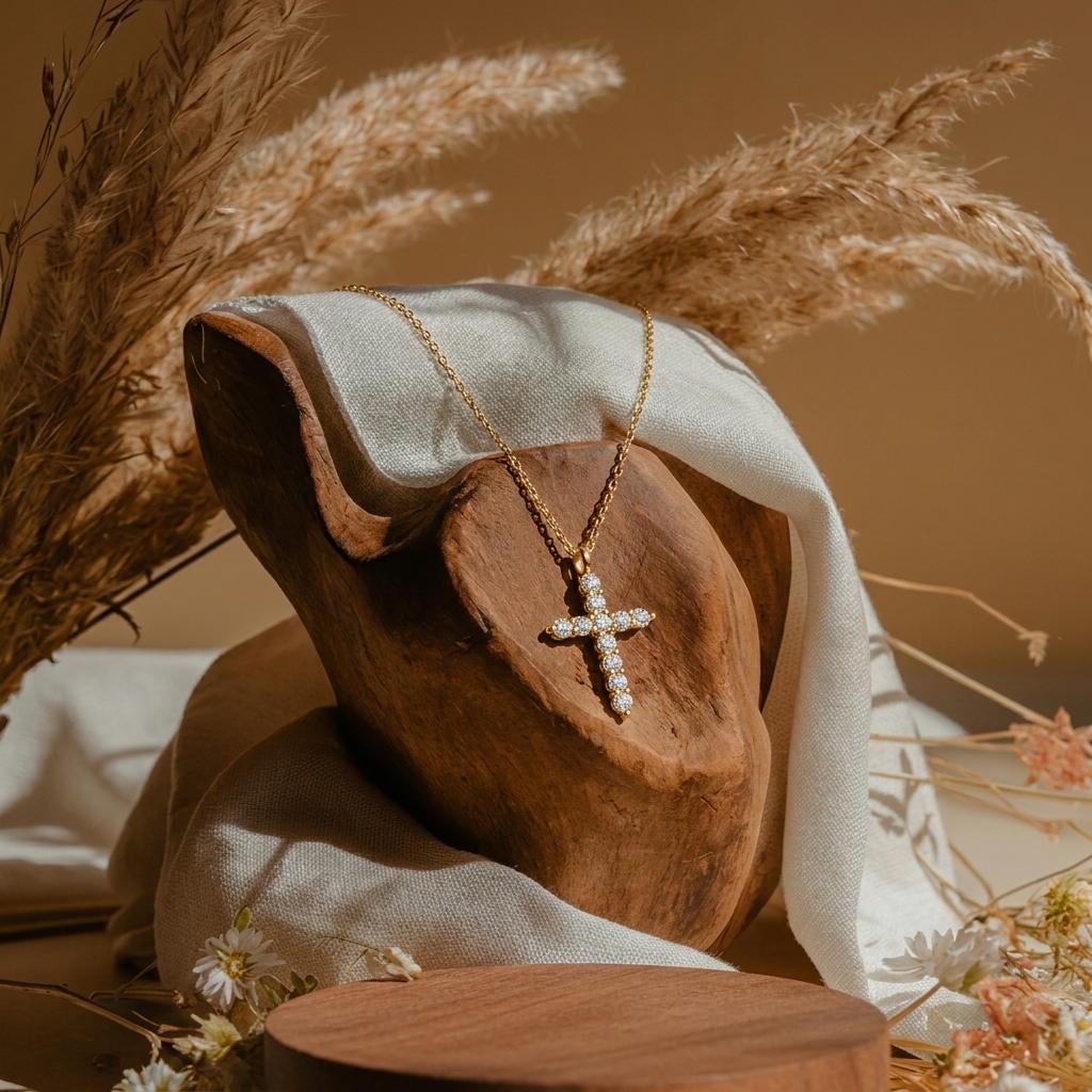 Gloria™ - Elegante Collana con Pendente a Croce in Cristallo