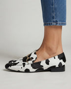 Mocassino Animalier Bianco e Nero con Pelo