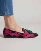 Mocassino Ginevra — Mucca Fucsia, Nappine Verdi