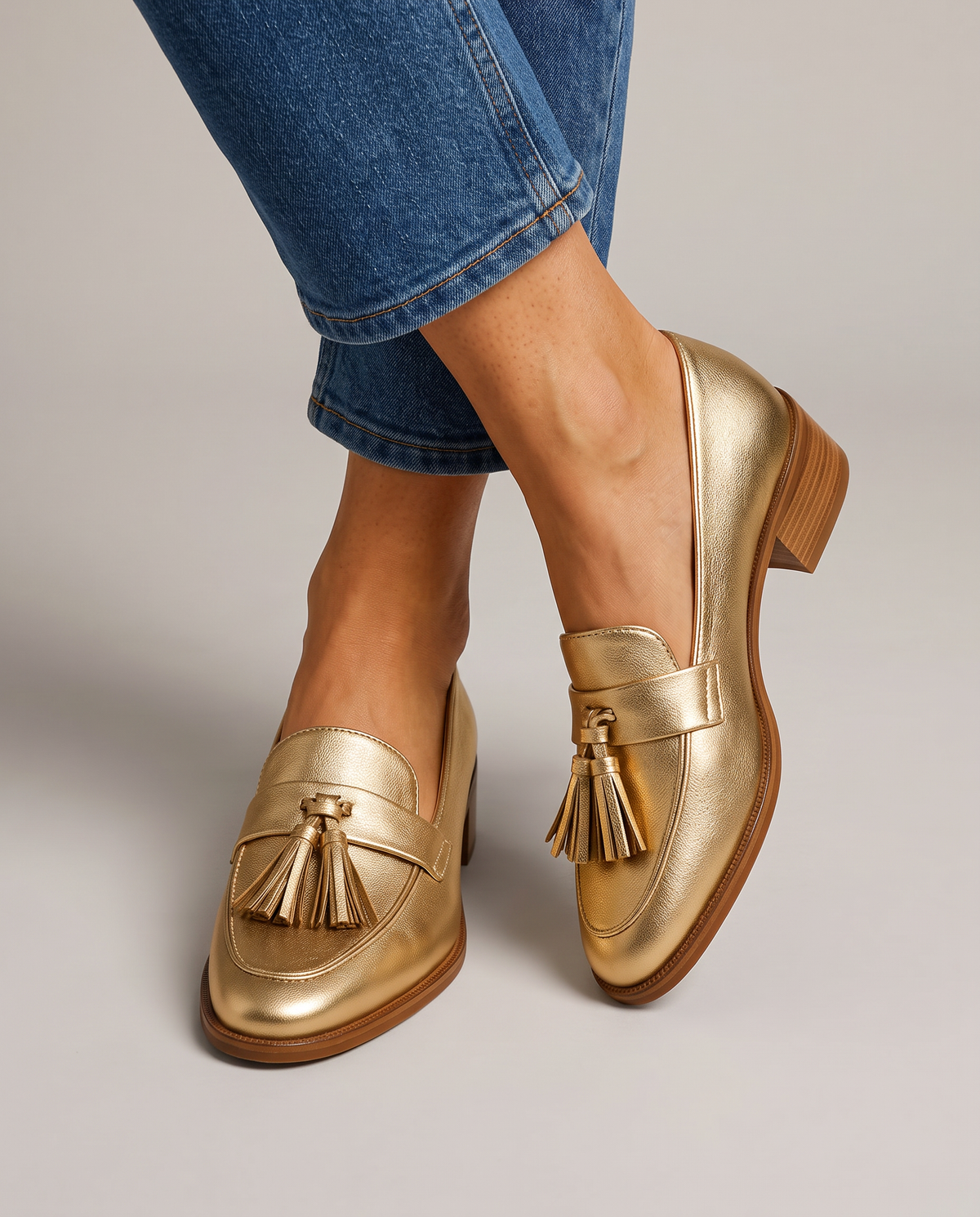 Mocassino Dorotea — Oro con Nappine