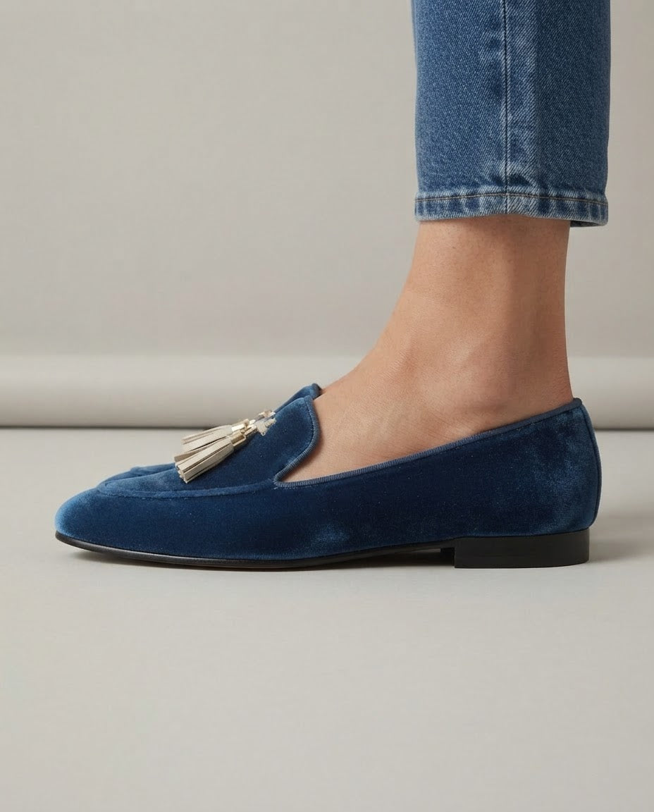 Mocassino Vittoria — Velluto Blu