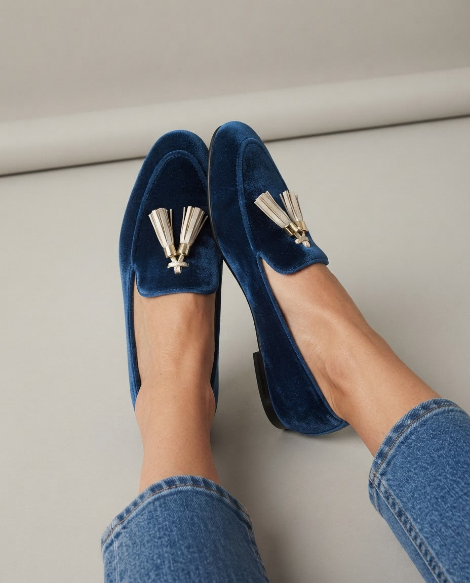 Mocassino Vittoria — Velluto Blu