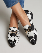 Mocassino Animalier Bianco e Nero con Pelo
