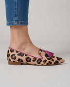 Mocassino Ginevra — Leopardo, Nappine Fucsia
