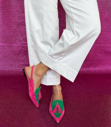 Slingback Elena — Fucsia e Verde