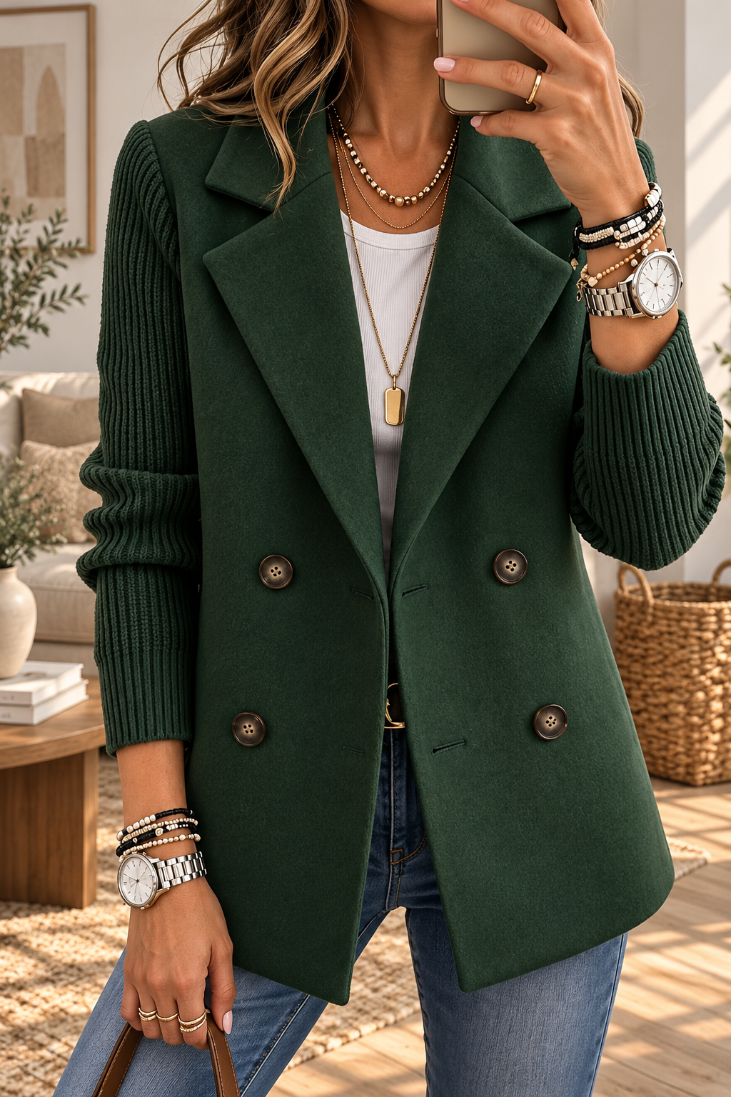 Carla | Blazer Elegante con Maniche in Maglia